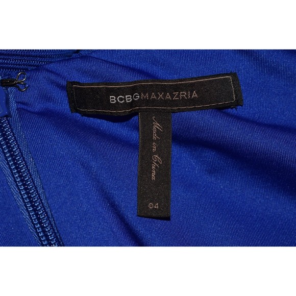 BCBGMAXAZRIA $595 Briana Pleated Ruffled Mini Fitted Pencil Dress in Blue Size 4 - Picture 4 of 4